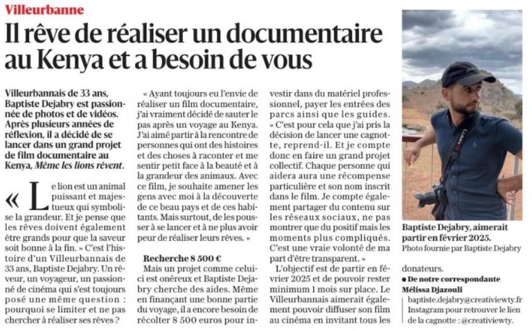 Article du Progrès Baptiste Dejabry - Creativiewty